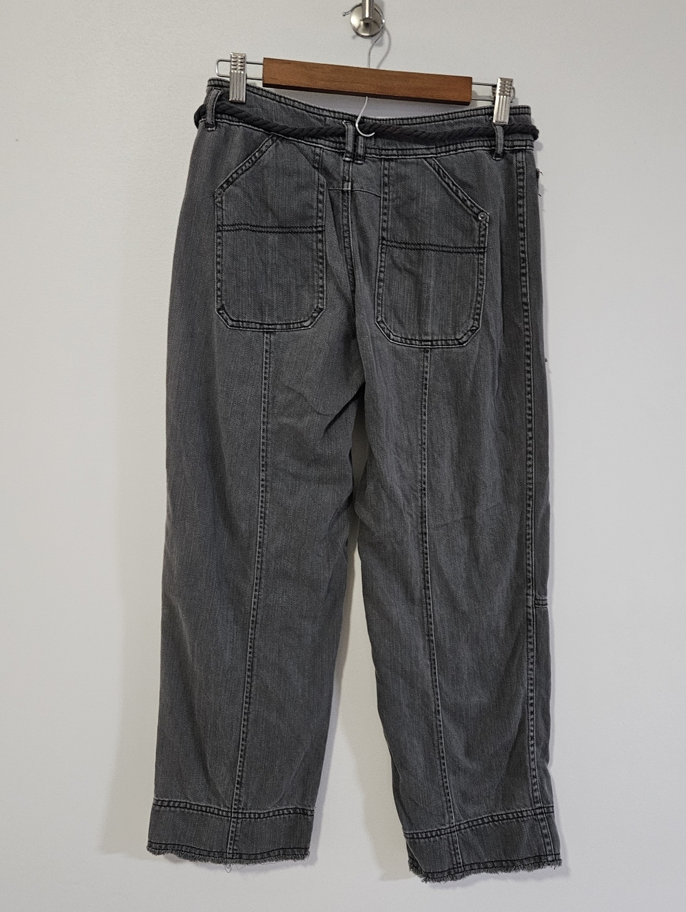 Anthropologie Utility Cargo Pants Cropped Washed Gray Size 25 - Picture 2 of 5